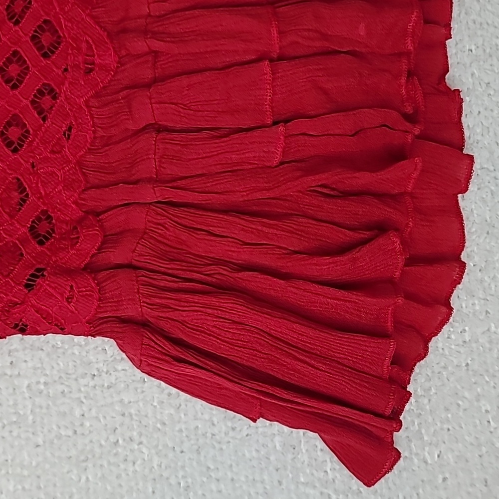 Free People Adella Peplum Cami Lace Ruffled Tank Blouse/Top in Red - NWT - Picture 12 of 17